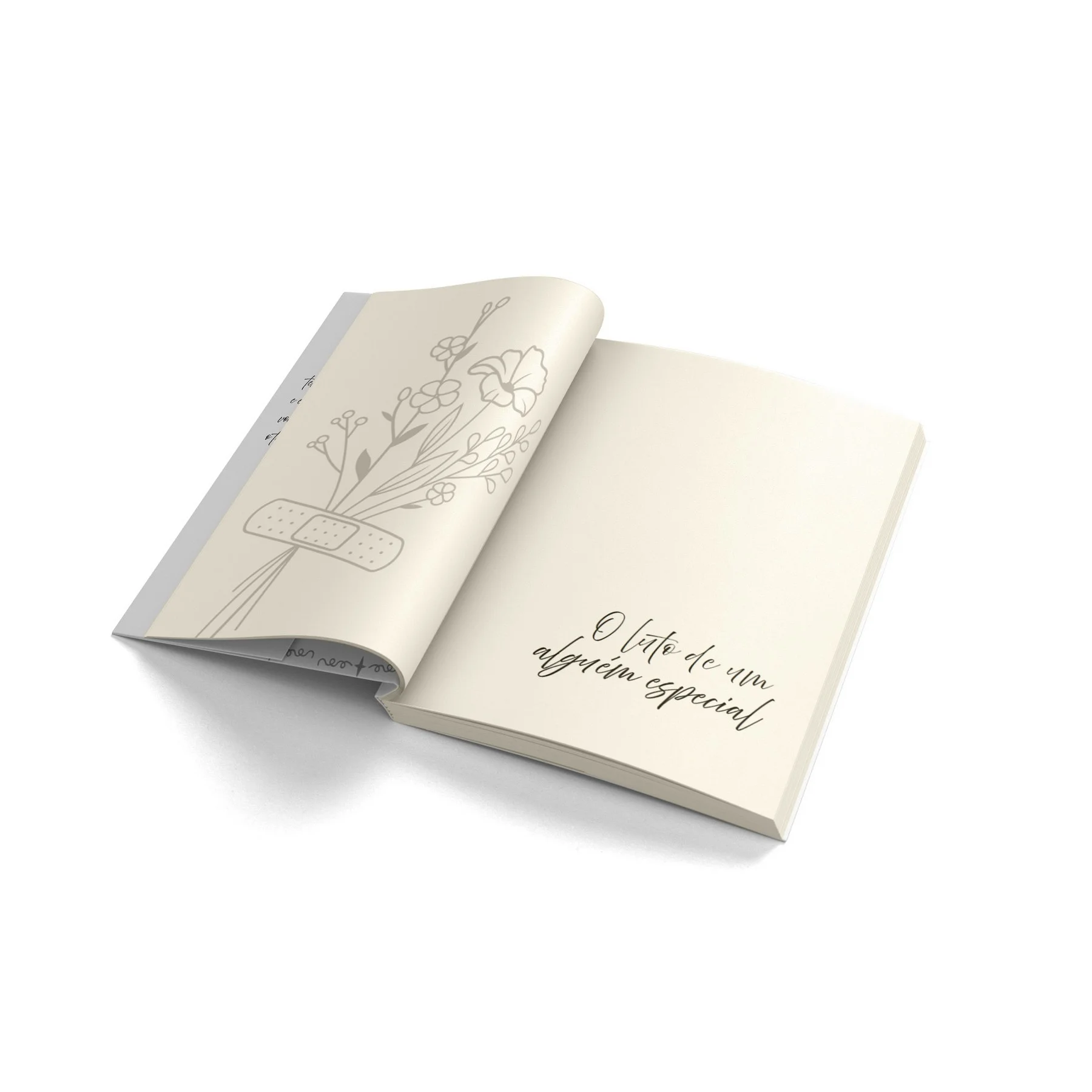 Livro Com o luto eu sobrevivi aberto, mostrando uma ilustração floral